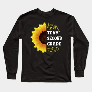 Team Second Grade Shirt First Day Preschool Back to School Sunflower Gift Long Sleeve T-Shirt